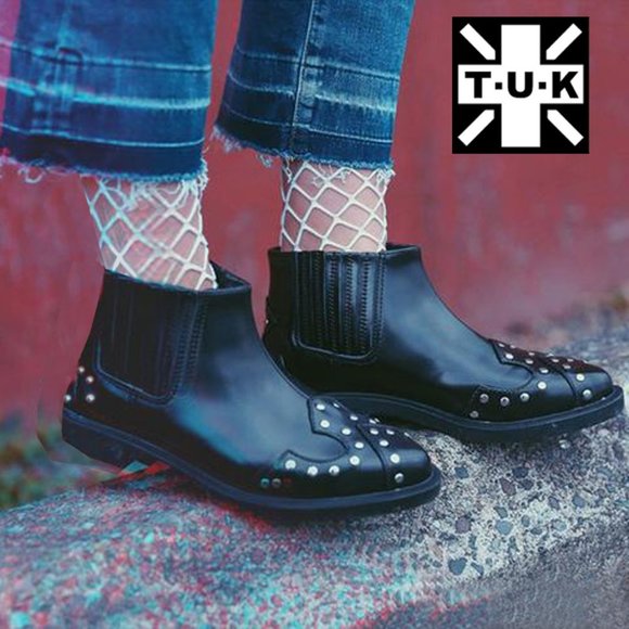 TUK Black Studded Jam Bootie Shoe - Picture 2 of 12